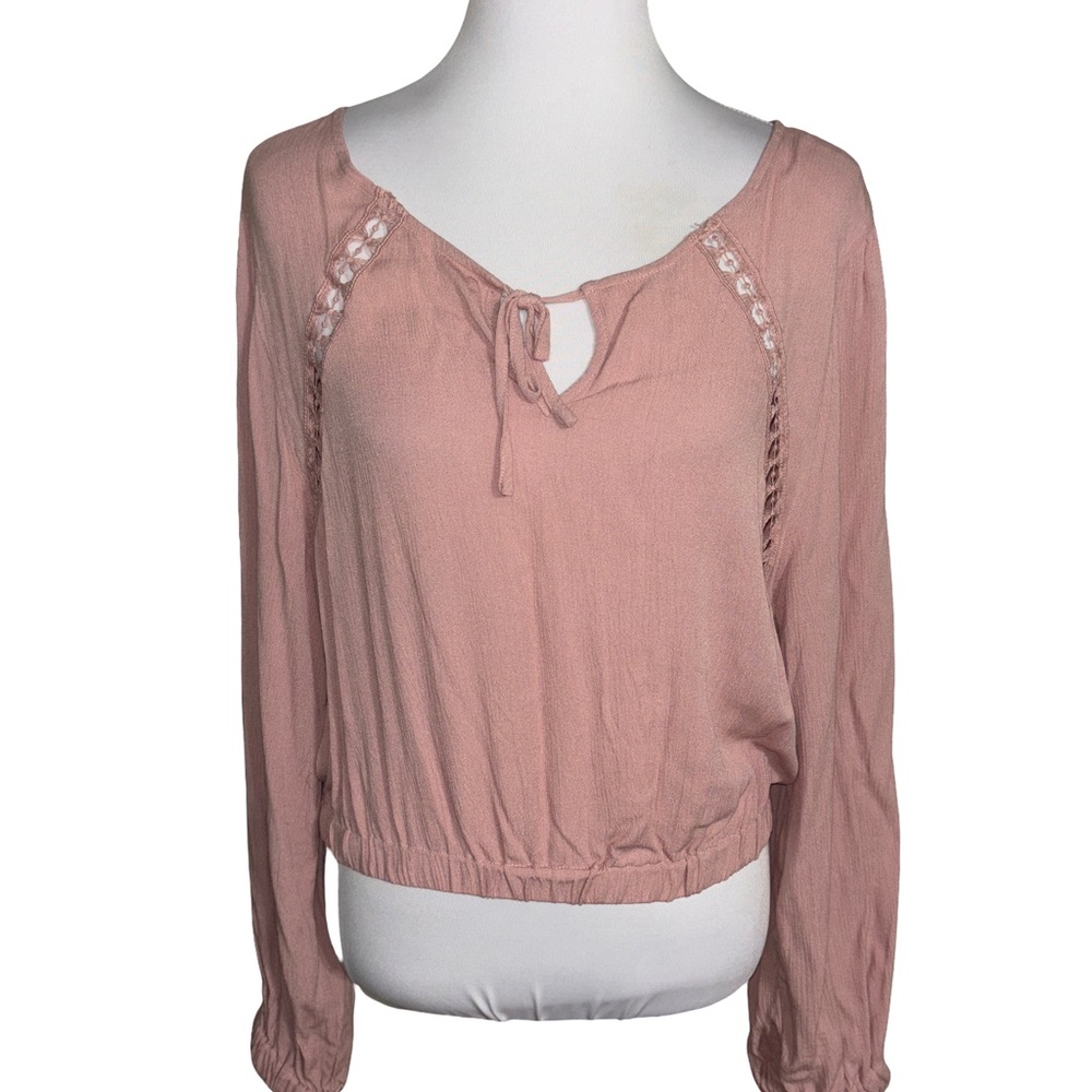 Hippie Rose Dusty Pink Lace Detail Blouse